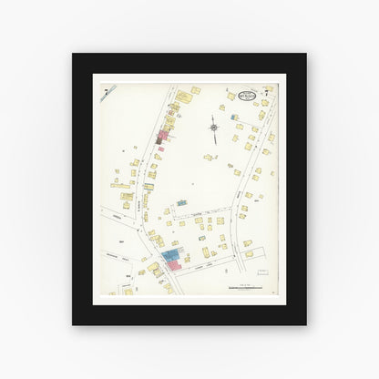 Old map wall art mockup — black gallery frame with white mat — Sanborn Fire Insurance Map from Mount Kisco, Westchester County, New York (1925), Sheet #0007