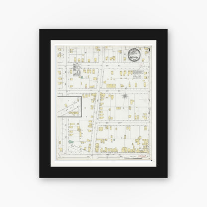 Old map wall art mockup — black gallery frame with white mat — Sanborn Fire Insurance Map from Whitestone, Queens County, New York (1895) - Complete Map Set