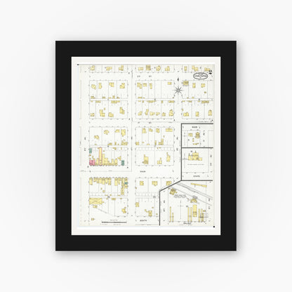 Old map wall art mockup — black gallery frame with white mat — Sanborn Fire Insurance Map from Coon Rapids, Carroll County, Iowa (1901), Sheet #0002