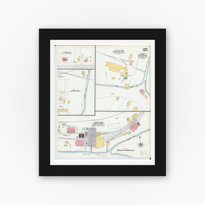 Old map wall art mockup — black gallery frame with white mat — Sanborn Fire Insurance Map from Ironton, Lawrence County, Ohio (1900), Sheet #0023
