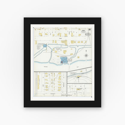 Old map wall art mockup — black gallery frame with white mat — Sanborn Fire Insurance Map from Kankakee, Kankakee County, Illinois (1901), Sheet #0016