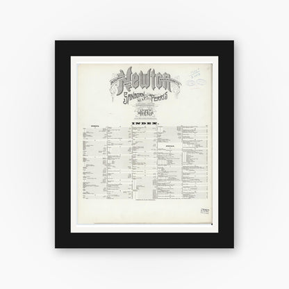 Old map wall art mockup — black gallery frame with white mat — Sanborn Fire Insurance Map from Newton, Middlesex County, Massachusetts (1898), Sheet #0001