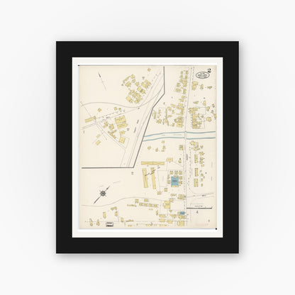 Old map wall art mockup — black gallery frame with white mat — Sanborn Fire Insurance Map from Wailuku, Maui County, Hawaii (1914), Sheet #0002