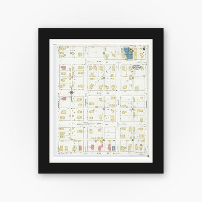Old map wall art mockup — black gallery frame with white mat — Sanborn Fire Insurance Map from Delphos, Van Wert And Allen Counties, Ohio (1921), Sheet #0006