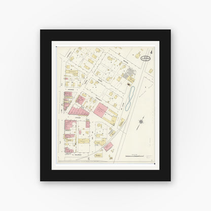 Old map wall art mockup — black gallery frame with white mat — Sanborn Fire Insurance Map from Eldorado, Saline County, Illinois (1911), Sheet #0004