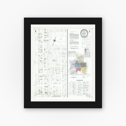 Old map wall art mockup — black gallery frame with white mat — Sanborn Fire Insurance Map from Kermit, Winkler County, Texas (1946) - Complete Map Set