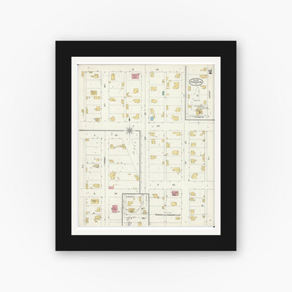 Old map wall art mockup — black gallery frame with white mat — Sanborn Fire Insurance Map from Forreston, Ogle County, Illinois (1905), Sheet #0002