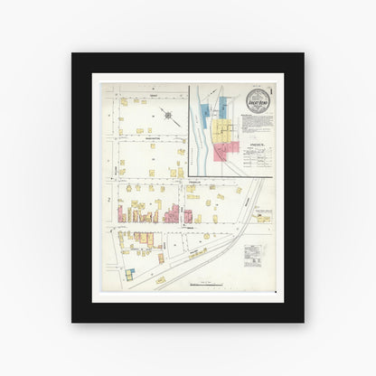 Old map wall art mockup — black gallery frame with white mat — Sanborn Fire Insurance Map from Great Bend, Susquehanna County, Pennsylvania (1911) - Complete Map Set