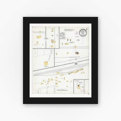 Old map wall art mockup — black gallery frame with white mat — Sanborn Fire Insurance Map from Buhl, Saint Louis County, Minnesota (1904), Sheet #0001