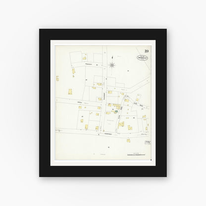 Old map wall art mockup — black gallery frame with white mat — Sanborn Fire Insurance Map from Swampscott, Essex County, Massachusetts (1907), Sheet #0019