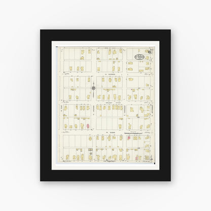 Old map wall art mockup — black gallery frame with white mat — Sanborn Fire Insurance Map from Mount Vernon, Knox County, Ohio (1913), Sheet #0006