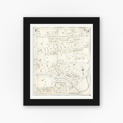 Old map wall art mockup — black gallery frame with white mat — Sanborn Fire Insurance Map from Kilgore, Gregg County, Texas (1950), Sheet #0008