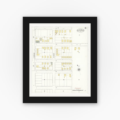 Old map wall art mockup — black gallery frame with white mat — Sanborn Fire Insurance Map from Black Diamond, Contra Costa, California (1907), Sheet #0006