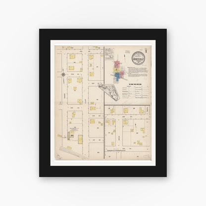 Old map wall art mockup — black gallery frame with white mat — Sanborn Fire Insurance Map from Graceville, Jackson County, Florida (1922) - Complete Map Set