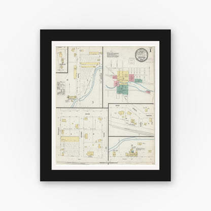 Old map wall art mockup — black gallery frame with white mat — Sanborn Fire Insurance Map from Hartford, Washington County, Wisconsin (1897) - Complete Map Set