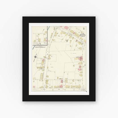 Old map wall art mockup — black gallery frame with white mat — Sanborn Fire Insurance Map from Freeport, Armstrong County, Pennsylvania (1913), Sheet #0005