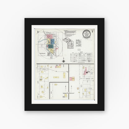 Old map wall art mockup — black gallery frame with white mat — Sanborn Fire Insurance Map from Yale, Saint Clair County, Michigan (1924) - Complete Map Set