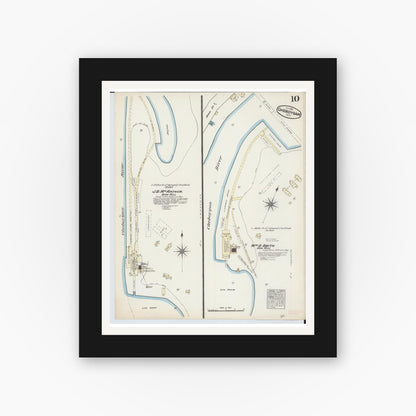 Old map wall art mockup — black gallery frame with white mat — Sanborn Fire Insurance Map from Cheboygan, Cheboygan County, Michigan (1884), Sheet #0010