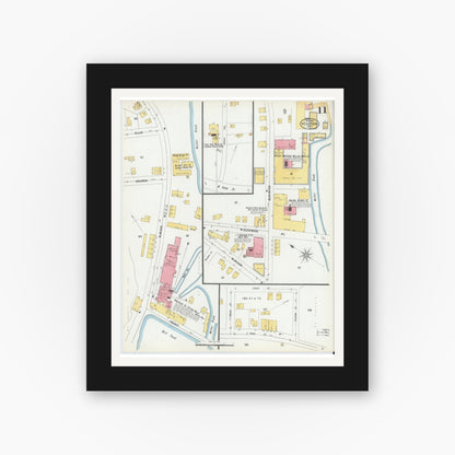 Old map wall art mockup — black gallery frame with white mat — Sanborn Fire Insurance Map from Hyde Park, Norfolk County, Massachusetts (1900), Sheet #0011