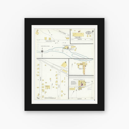 Old map wall art mockup — black gallery frame with white mat — Sanborn Fire Insurance Map from Sidney, Delaware County, New York (1910), Sheet #0006