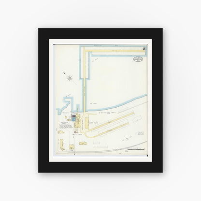 Old map wall art mockup — black gallery frame with white mat — Sanborn Fire Insurance Map from Munising, Alger County, Michigan (1897), Sheet #0002