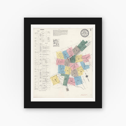 Old map wall art mockup — black gallery frame with white mat — Sanborn Fire Insurance Map from Grass Valley, Nevada County, California (1912) - Complete Map Set