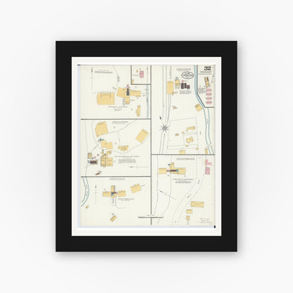 Old map wall art mockup — black gallery frame with white mat — Sanborn Fire Insurance Map from Ironton, Lawrence County, Ohio (1904), Sheet #0032