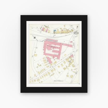 Old map wall art mockup — black gallery frame with white mat — Sanborn Fire Insurance Map from Butler, Morris County, New Jersey (1911), Sheet #0003