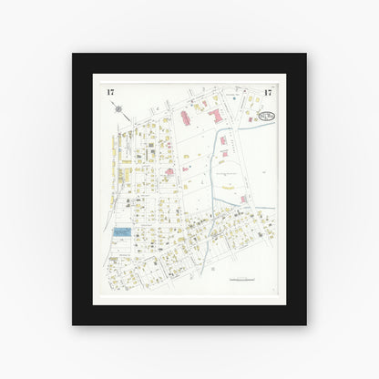 Old map wall art mockup — black gallery frame with white mat — Sanborn Fire Insurance Map from Del Rio, Val Verde County, Texas (1930), Sheet #0017