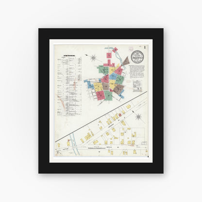 Old map wall art mockup — black gallery frame with white mat — Sanborn Fire Insurance Map from Haddonfield, Camden County, New Jersey (1908) - Complete Map Set