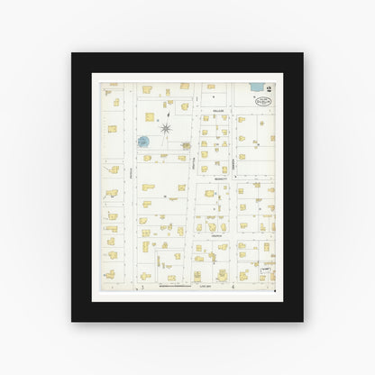 Old map wall art mockup — black gallery frame with white mat — Sanborn Fire Insurance Map from Dublin, Erath County, Texas (1902), Sheet #0002