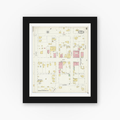 Old map wall art mockup — black gallery frame with white mat — Sanborn Fire Insurance Map from Lexington, Davidson County, North Carolina (1896), Sheet #0002