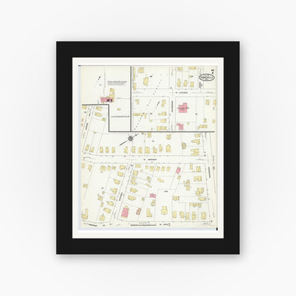 Old map wall art mockup — black gallery frame with white mat — Sanborn Fire Insurance Map from Painesville, Lake County, Ohio (1911), Sheet #0007