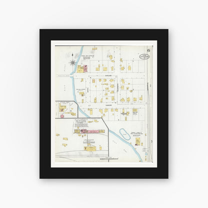 Old map wall art mockup — black gallery frame with white mat — Sanborn Fire Insurance Map from Jefferson, Jefferson County, Wisconsin (1904), Sheet #0006
