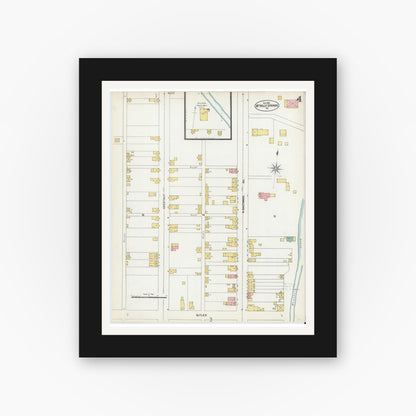 Old map wall art mockup — black gallery frame with white mat — Sanborn Fire Insurance Map from Mount Holly Springs, Cumberland County, Pennsylvania (1902), Sheet #0004