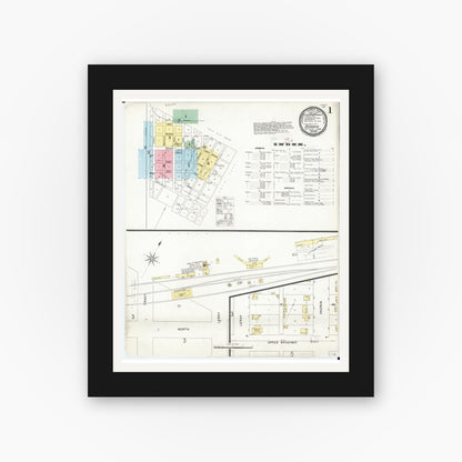 Old map wall art mockup — black gallery frame with white mat — Sanborn Fire Insurance Map from Audubon, Audubon County, Iowa (1896) â€” Complete Set