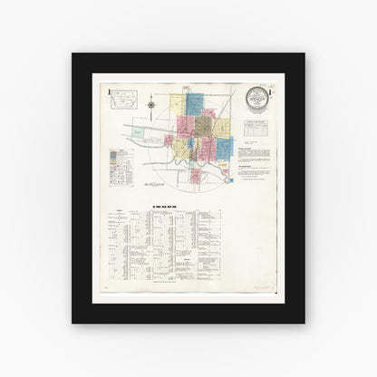 Old map wall art mockup — black gallery frame with white mat — Sanborn Fire Insurance Map from Spencer, Clay County, Iowa (1946) â€” Complete Set