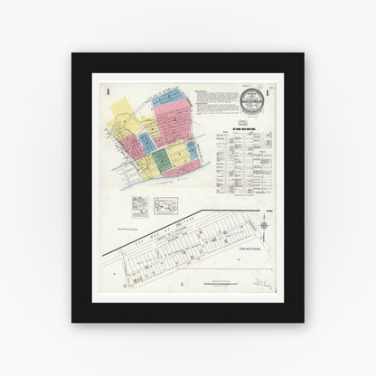 Old map wall art mockup — black gallery frame with white mat — Sanborn Fire Insurance Map from Brackenridge, Allegheny County, Pennsylvania (1924) - Complete Map Set