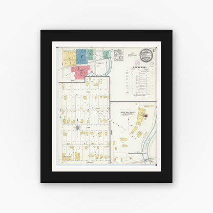 Old map wall art mockup — black gallery frame with white mat — Sanborn Fire Insurance Map from Edgerton, Williams County, Ohio (1901) - Complete Map Set
