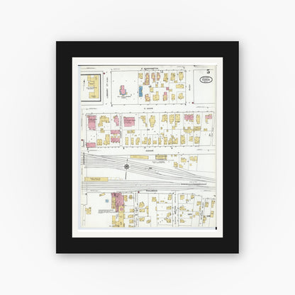 Old map wall art mockup — black gallery frame with white mat — Sanborn Fire Insurance Map from Ionia, Ionia County, Michigan (1920), Sheet #0005