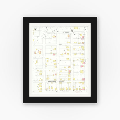 Old map wall art mockup — black gallery frame with white mat — Sanborn Fire Insurance Map from Batesville, Ripley County, Indiana (1931), Sheet #0004