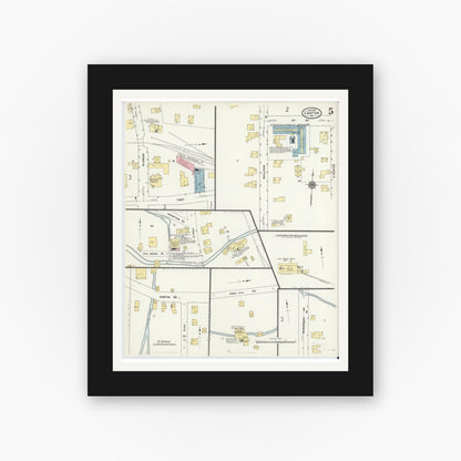 Old map wall art mockup — black gallery frame with white mat — Sanborn Fire Insurance Map from Canton, Bradford County, Pennsylvania (1911), Sheet #0005