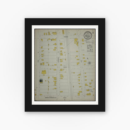 Old map wall art mockup — black gallery frame with white mat — Sanborn Fire Insurance Map from Mayfield, Lackawanna County, Pennsylvania (1903) - Complete Map Set