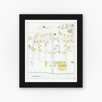 Old map wall art mockup — black gallery frame with white mat — Sanborn Fire Insurance Map from Ripley, Brown County, Ohio (1920), Sheet #0006