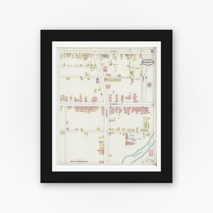 Old map wall art mockup — black gallery frame with white mat — Sanborn Fire Insurance Map from Chambersburg, Franklin County, Pennsylvania (1894), Sheet #0005