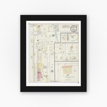 Old map wall art mockup — black gallery frame with white mat — Sanborn Fire Insurance Map from Sparta, Kent County, Michigan (1894), Sheet #0001