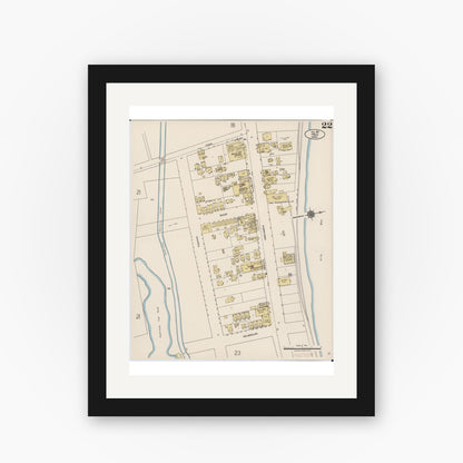 Old map wall art mockup — black gallery frame with white mat — Sanborn Fire Insurance Map from Hilo, Hawaii County, Hawaii (1921), Sheet #0022