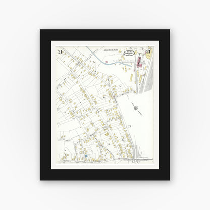 Old map wall art mockup — black gallery frame with white mat — Sanborn Fire Insurance Map from Carbondale, Lackawanna County, Pennsylvania (1923), Sheet #0021