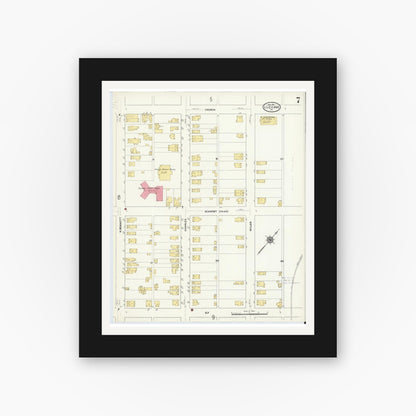 Old map wall art mockup — black gallery frame with white mat — Sanborn Fire Insurance Map from Luzerne, Luzerne County, Pennsylvania (1911), Sheet #0007