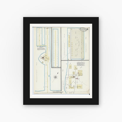Old map wall art mockup — black gallery frame with white mat — Sanborn Fire Insurance Map from Ashland, Ashland County, Wisconsin (1890), Sheet #0002